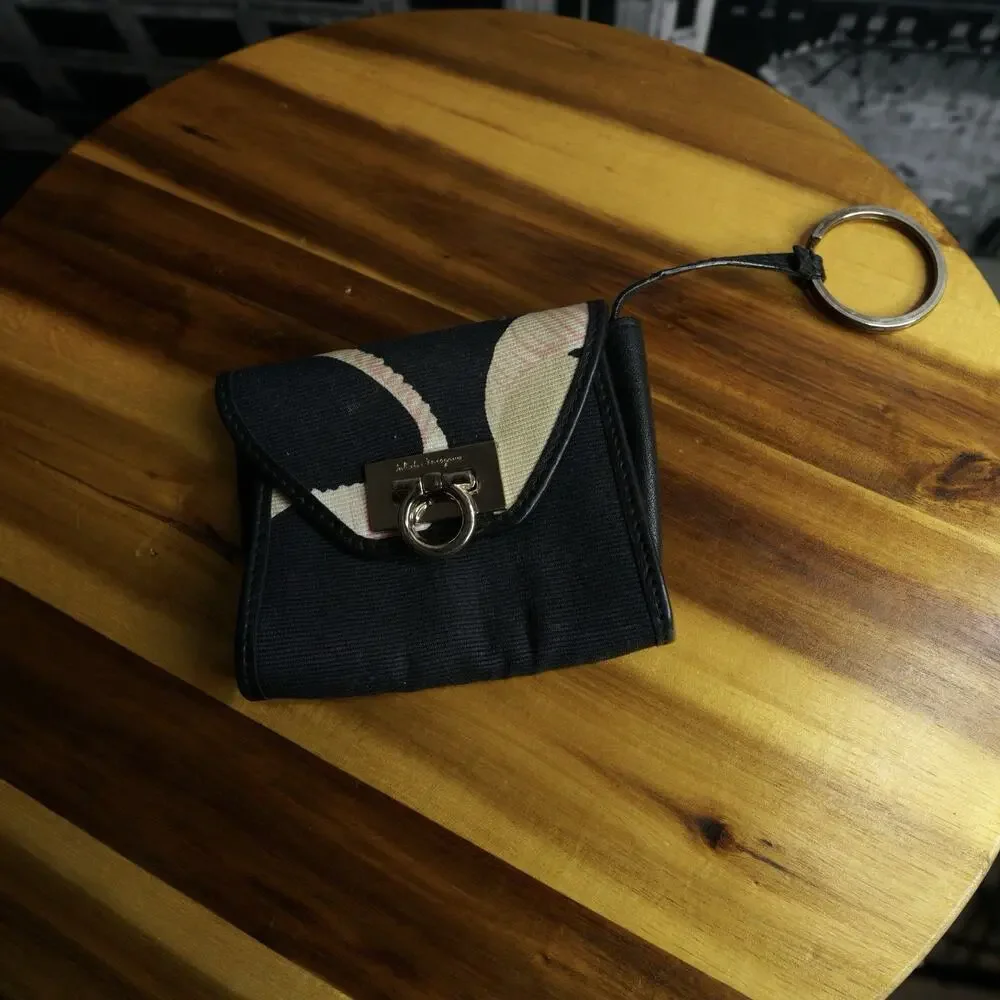 Authentic Salvatore Ferragamo Gancini Canvas Pouch
